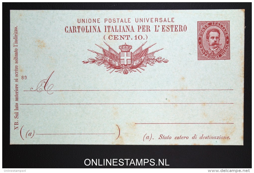 Italy: Cartolina Sa 17A Not Used  1889 - Ganzsachen