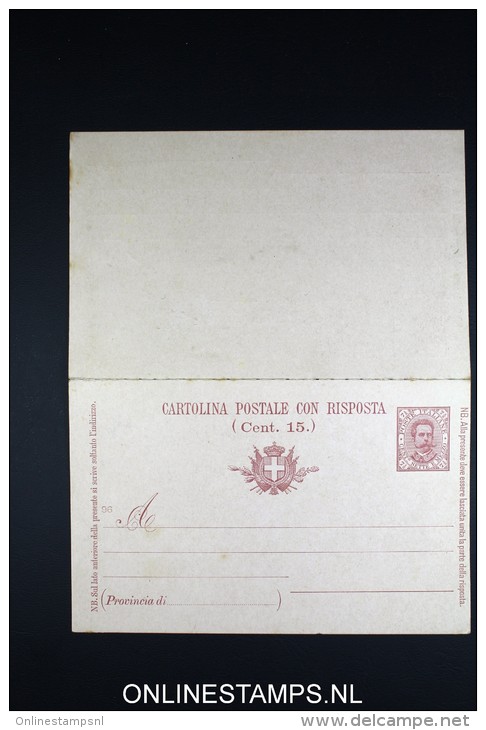 Italy: Cartolina Postale Con Risposta  Not Used  1896 27 D - Interi Postali