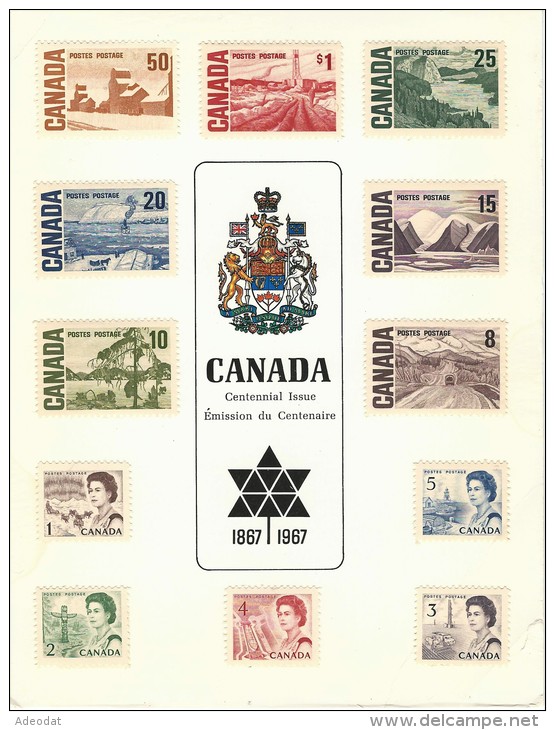 CANADA 1967 CENTENNIAL 2 SOUVENIR CARDS WITH MINT STAMPS  VALUE US $ 11.00 - Gedenkausgaben