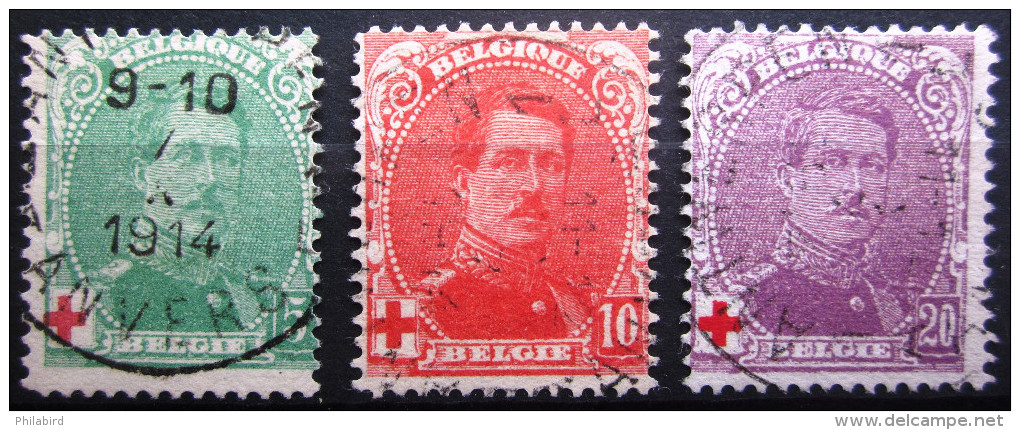 BELGIQUE               N° 129/131            OBLITERE - 1914-1915 Croix-Rouge