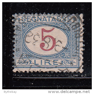 Italy Used Scott #J18 5c Postage Due, Light Blue And Magenta - Taxe