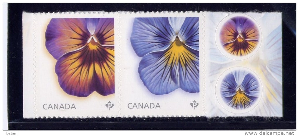 CANADA, 2015,  #2812-3, FLOWER: PANSIES, PAIR FROM BKLET - Coil Stamps