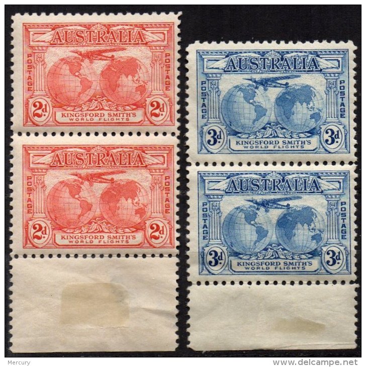 AUSTRALIE - George V - Vols Transocéans - Série Complète Neuve En Paire TTB - Mint Stamps