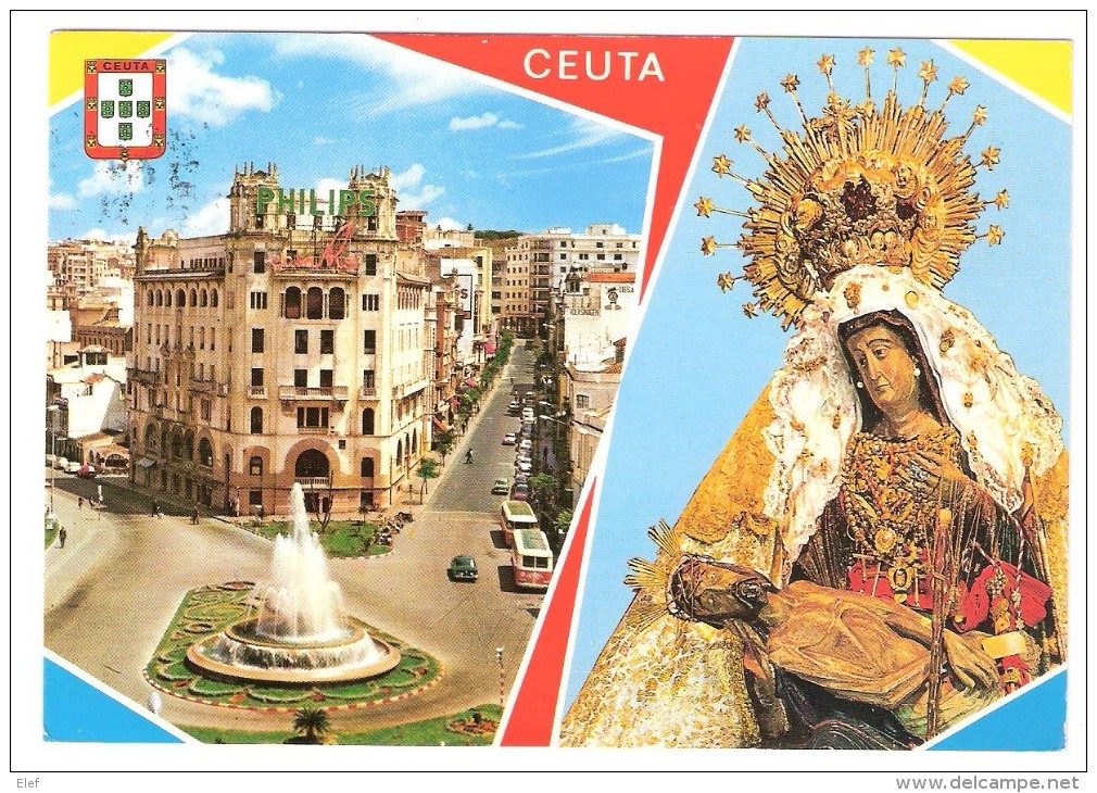 CEUTA, Espana: Plaza Del General Galera Y Nuestra Senora De Africa; Vierge / Virgen; 1974, TB - Ceuta