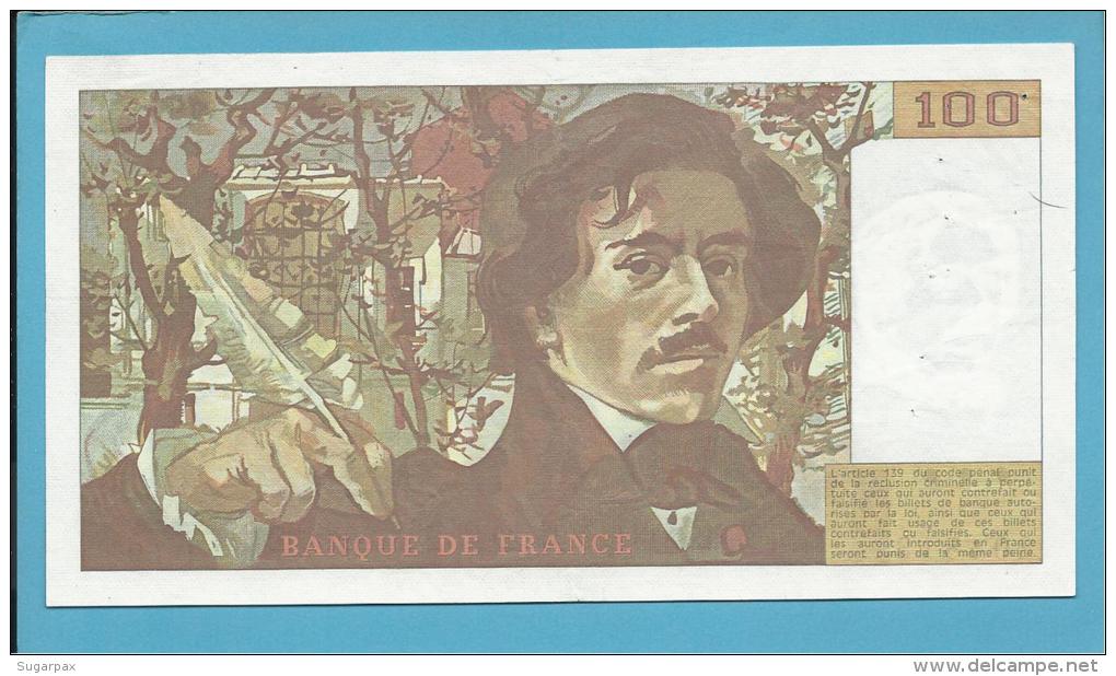 FRANCE - 100 Francs - 1983 - P 154.b -  Série D. 69 - Eugène Delacroix - Sign: P. A. Strohl, J. J. Tronche, B. Dentaud - 100 F 1978-1995 ''Delacroix''