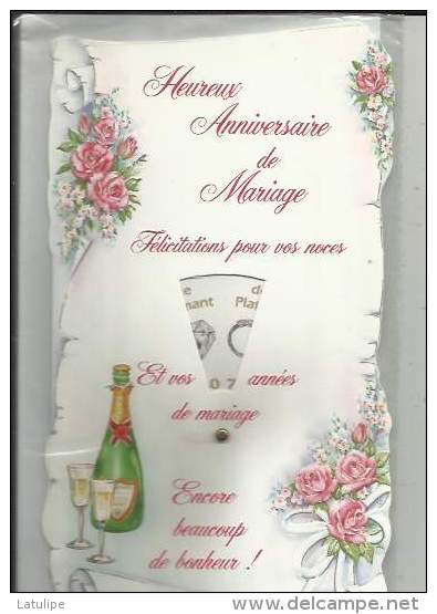 Carte A Systeme Depliante  G  Format    Avec Enveloppe Neuve Sous Plastic De Heureux Anntversaire De Mariage - A Systèmes