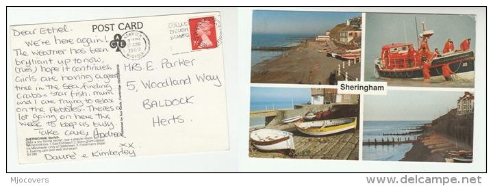 1989 Norwich GB COVER (postcard SHERINGHAM LIFEBOAT ´Manchester Unity Of Oddfellows ´) Slogan Pmk Collect British Stamps - Schiffe