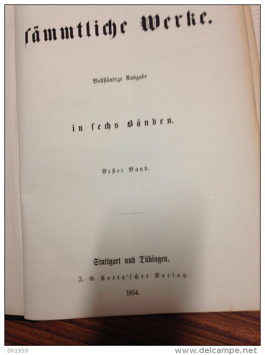 GOETHE de 1854 en 6 volumes vendu aux USA par STOHLMANN BOOKSELLER NEW-YORK VERLAG STUTTGART TUBINGEN