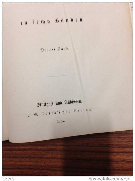 GOETHE de 1854 en 6 volumes vendu aux USA par STOHLMANN BOOKSELLER NEW-YORK VERLAG STUTTGART TUBINGEN