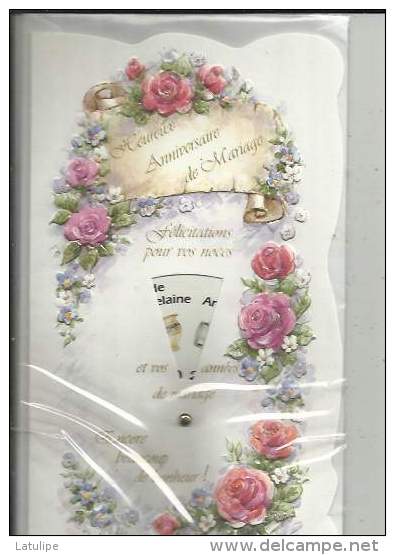 Carte A Systeme Depliante G  F  Format    Avec Enveloppe Neuve Sous Plastic De Heureux Anntversaire De Mariage - A Systèmes