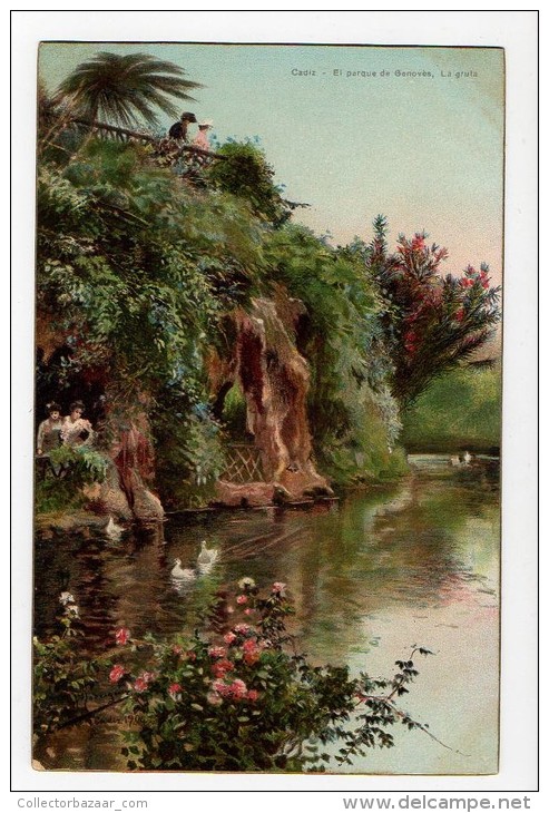 Cadiz El Parque De Genoves La Gruta Tarjeta Postal Spain Vintage Original Postcard Cpa Ak (W4_687) - Cádiz