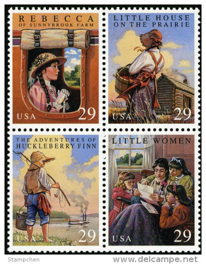 1993 USA Classic Book Stamps Sc#2785-88 2788a Farm Film Fishing Fairy Tale Ship - Cuentos, Fabulas Y Leyendas