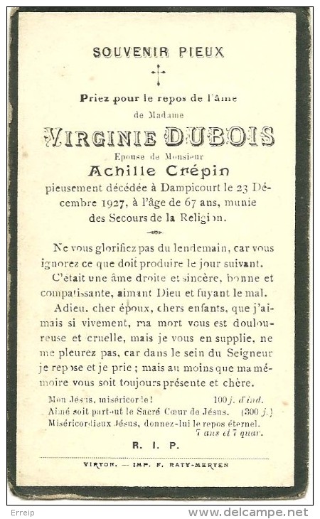 Rouvroy Dampicourt  Virginie Dubois épouse De Achille Crépin 1860 1927 - Rouvroy