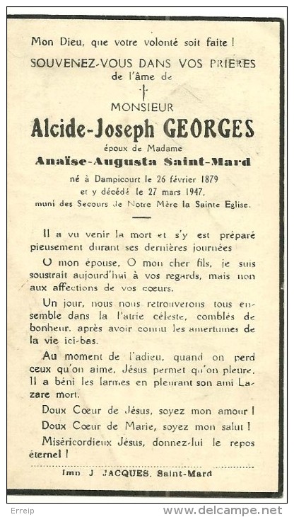 Rouvroy Dampicourt   Alcide Joseph Georges époux De Anaise Augusta Saint Mard 1879 1947 - Rouvroy