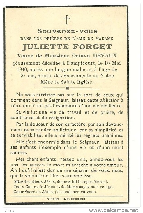 Rouvroy Dampicourt   Juliette Forget Veuve De Octave Devaux 1870 1940 - Rouvroy