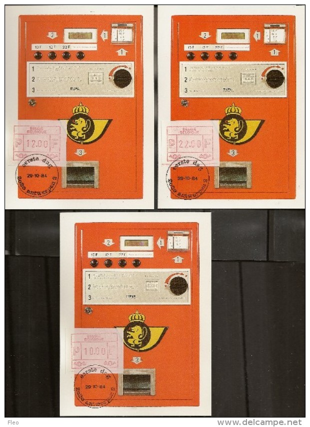 BELG.1984 Maximumkaarten OCB ATM 10 12 & 22 F ANTWERPEN - Other & Unclassified