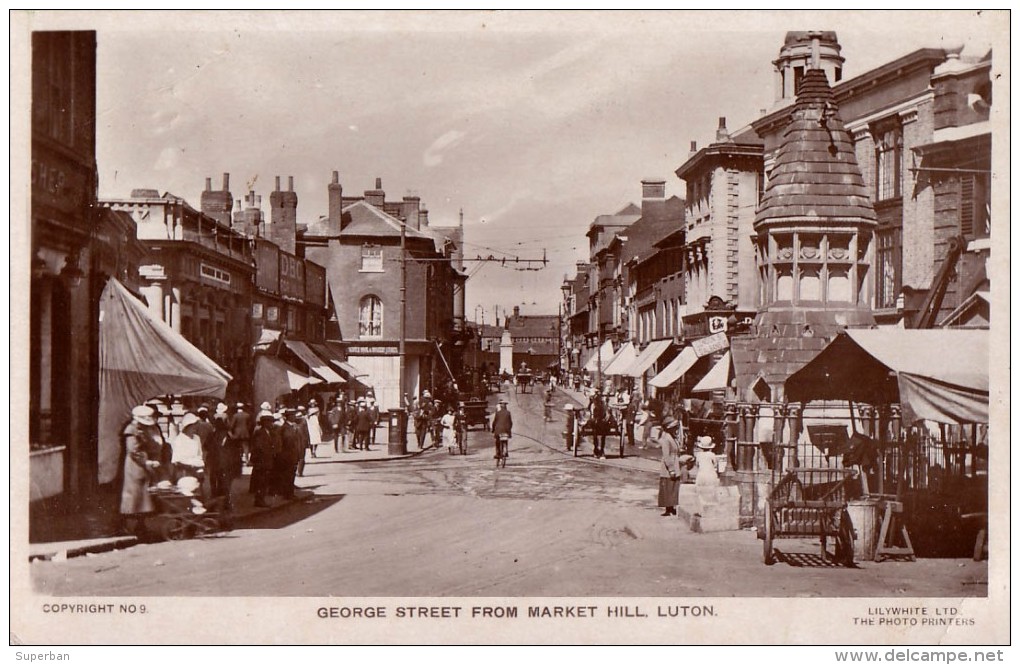 LUTON : GEORGE STREET From MARKET HILL - CARTE ´VRAIE PHOTO´ ANCIENNE / REAL PHOTO POSTCARD ~ 1925 - '29 (r-787) - Other & Unclassified
