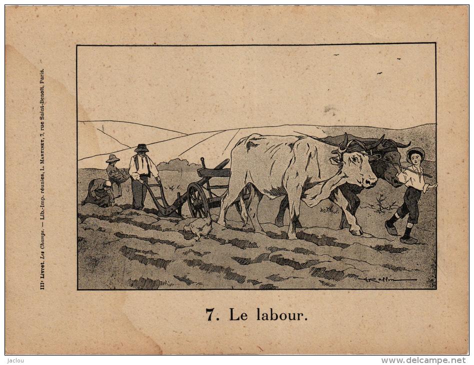 LE LABOUR ATTELAGE DE BOEUFS  ,  ILLUSTREE PAR RAFFIN "LIVRET LES CHAMPS" REF 42316 - Litografia