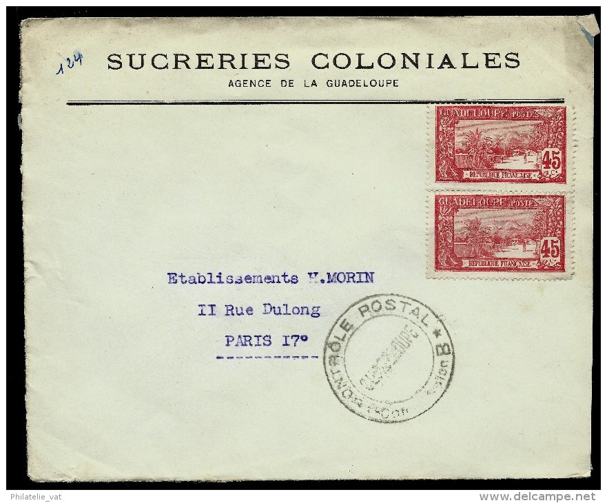 FRANCE- GUADELOUPE LETTRE DES SUCRERIES COLONIALES  AVEC CONTROLE  POUR PARIS SANS OBL   A ETUDIER    A VOIR  LOT P2247 - Storia Postale