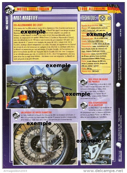 1995  HARLEY DAVIDSON  SPRINTER  /   FICHE TECHNIQUE MOTO FORMAT A4  DÉTAILS CARACTÉRISTIQUES TBE - Motos