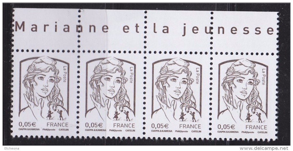 = Marianne Et La Jeunesse 2013 Gommé X 4 Valeur 0.05€ Haut De Feuille Avec Texte N°4764 Neuf Ciappa Kawena - 2013-2018 Marianne De Ciappa-Kawena