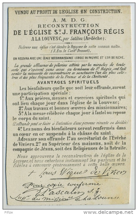 CDV Circa 1870 Vendue Au Profit De La Reconstruction De L'Eglise De La Louvesc (Ardèche). - Anciennes (Av. 1900)