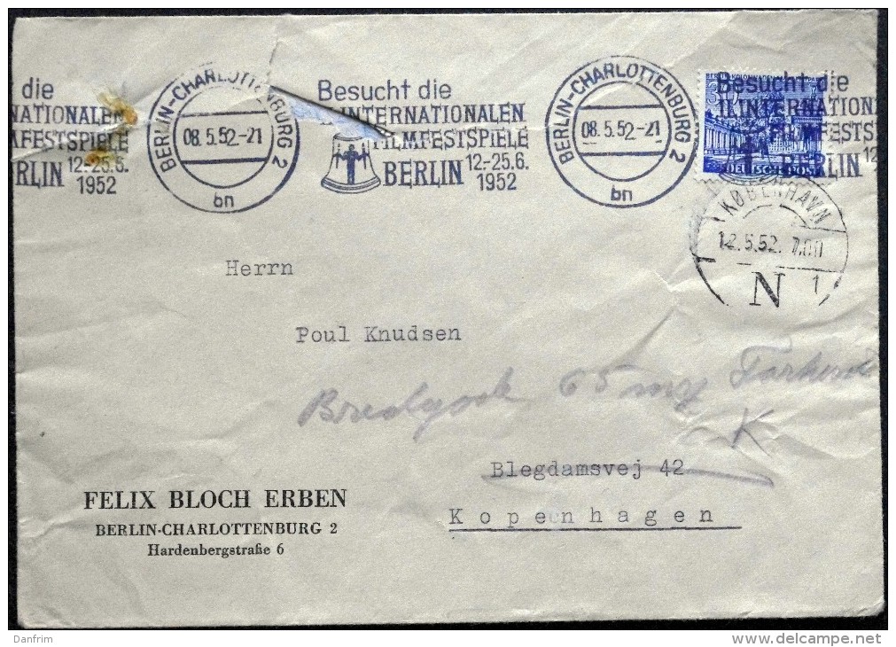 Germany 1952 Letter To Denmark  BERLIN -CHARLOTTENBURG 8-5-1952 Copenhagen 15-2-52. ( Lot 5657) - Briefe U. Dokumente