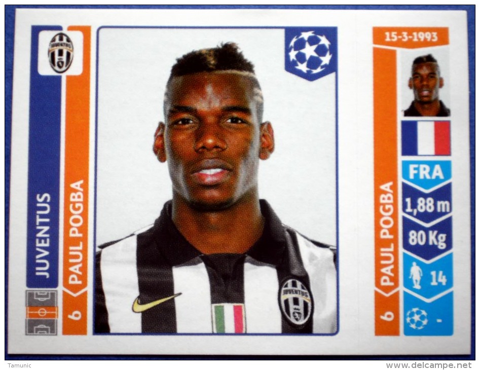 62 PANINI OFFICIAL STICKER 2014-2015 UEFA CHAMPIONS LEAGUE JUVENTUS PAUL POGBA - Edizione Italiana