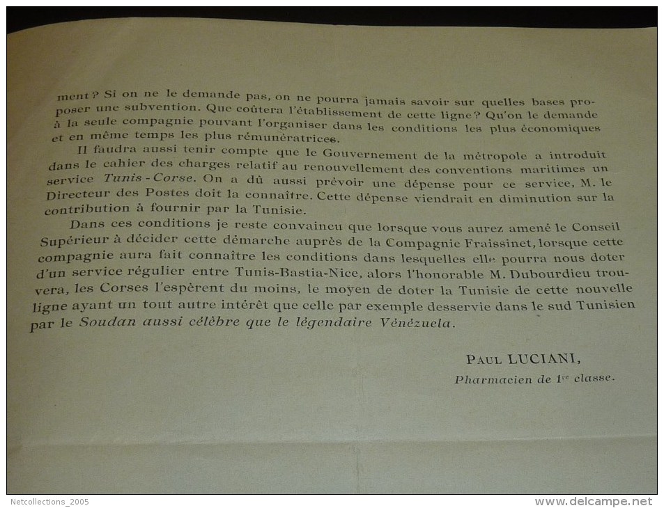 LETTRE IMPRIME DU 27/11/1910 - ADRESSE AUX DELEGUES DE LA CONFERENCE CONSULTATINE POUR LES LIAISONS MARITIMES - Other & Unclassified