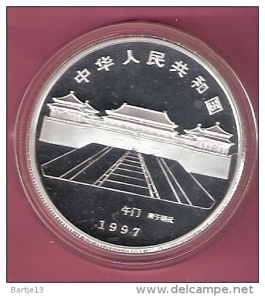 CHINA 10 YUAN 1997 AG PROOF FORBIDDEN CITY SPOTS ONLY ON CAPSEL - China