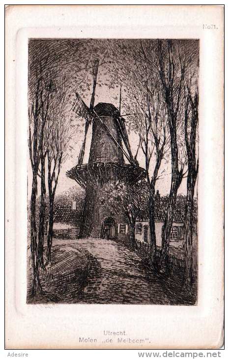 Orig.Radierung Als Postkarte UTRECHT Molen De Meiboom, 1900?, Sehr Selten - Utrecht