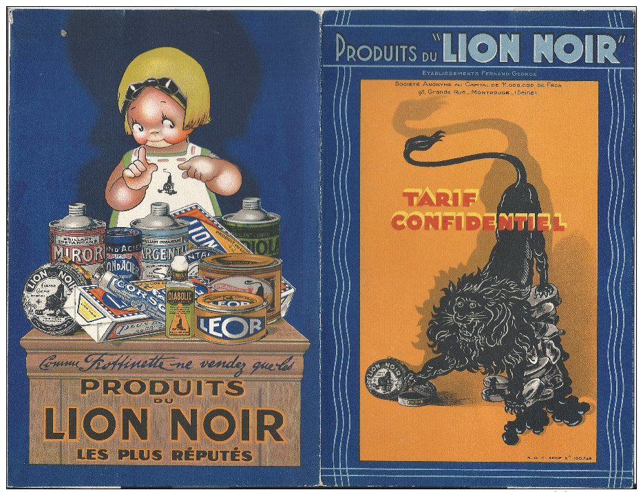 PETIT PROTEGE CAHIER ? PORTE DOCUMENT ,? PUBLICITE  PRODUITS LION NOIR   BEATRICE MALLET - Wash & Clean