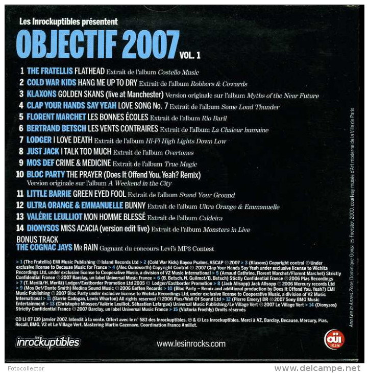 Les Inrockuptibles Objectif 2007 Volume 1 - Hit-Compilations