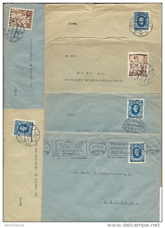 SLOVAQUIE - 1941 - ENSEMBLE De 12 ENVELOPPES De BRATISLAVA Pour ZÜRICH (SUISSE) - Lettres & Documents