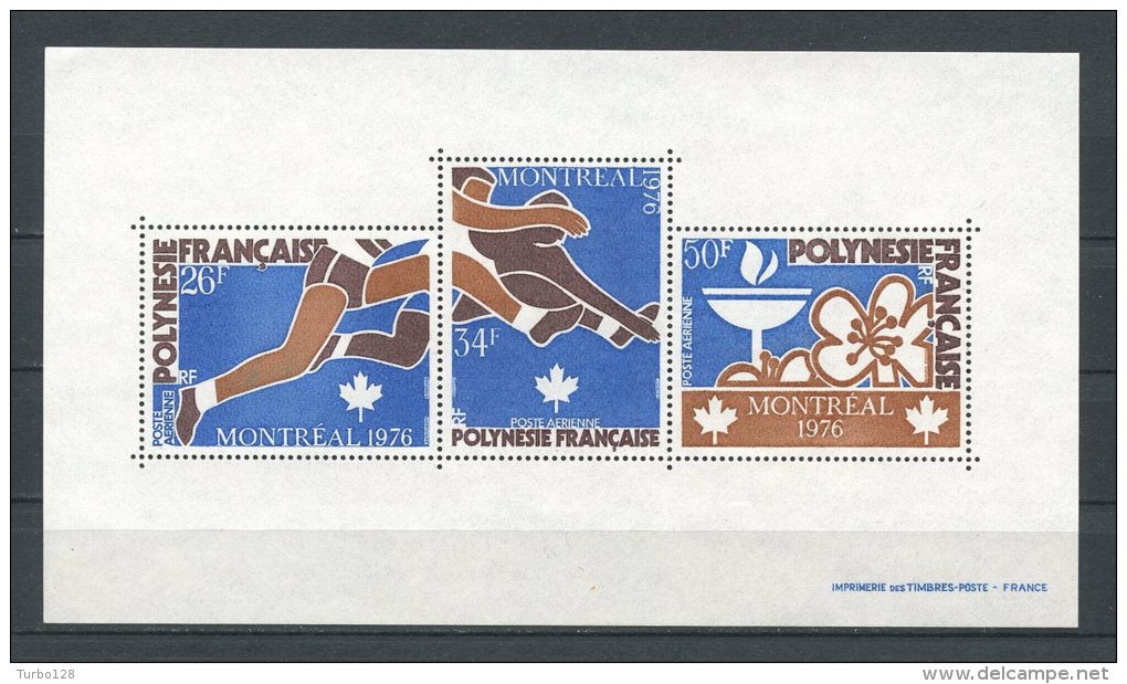POLYNESIE 1976  Bloc N° 3 ** Neuf  = MNH LUXE Cote 110 &euro; JO Eté Montréal  Athlétisme Course Sports - Ungebraucht