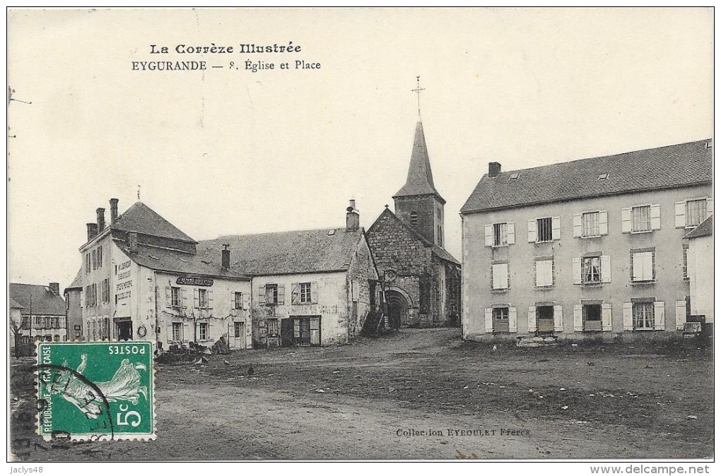 EYGURANDE  Cpa(19)  Eglise Et Place   - Corrèze Illustrée - - Eygurande