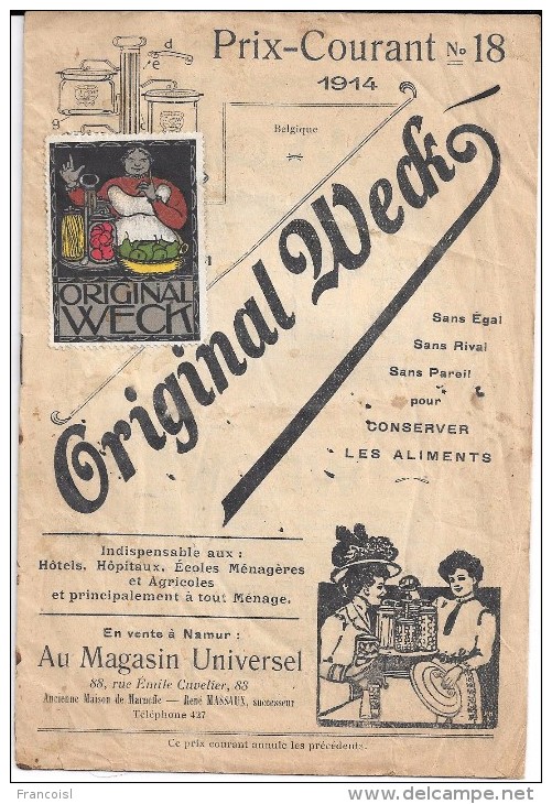 Publicité Pour Les Produits Weck Pour Conserver Les Aliments. Catalogue De Prix 1914. - 1900 – 1949