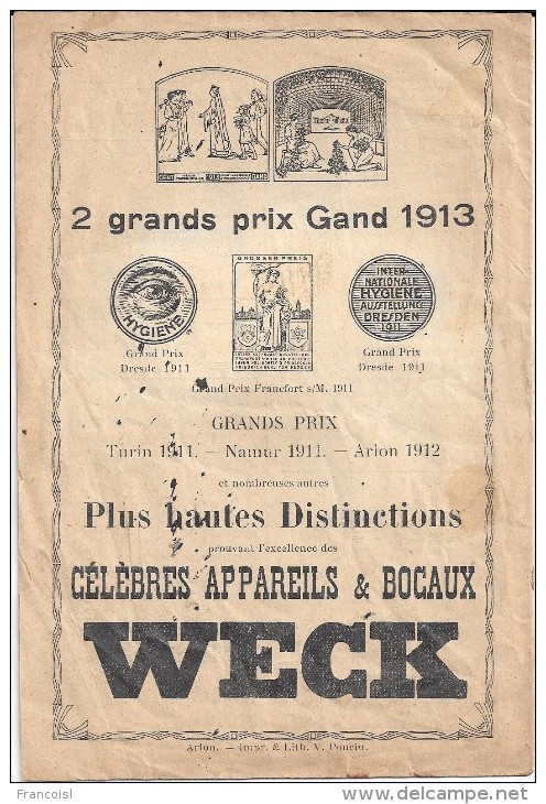 Publicité Pour Les Produits Weck Pour Conserver Les Aliments. Catalogue De Prix 1914. - 1900 – 1949