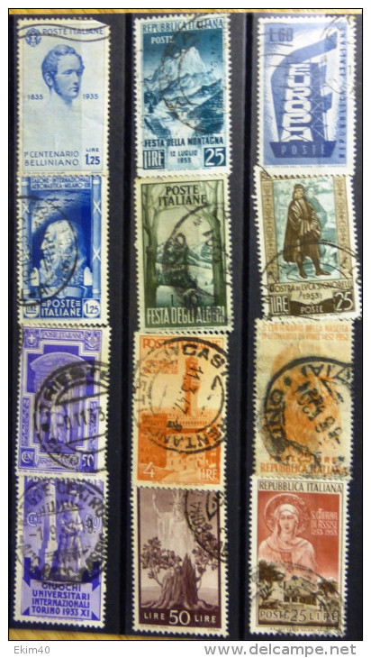 Selection Of 12 Old Used Stamps From Italy No DEL-1234. - Unclassified