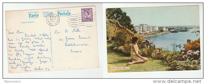 1966 JERSEY GB Regional Stamps COVER  ( Postcard Havre Des Pas ) - Jersey