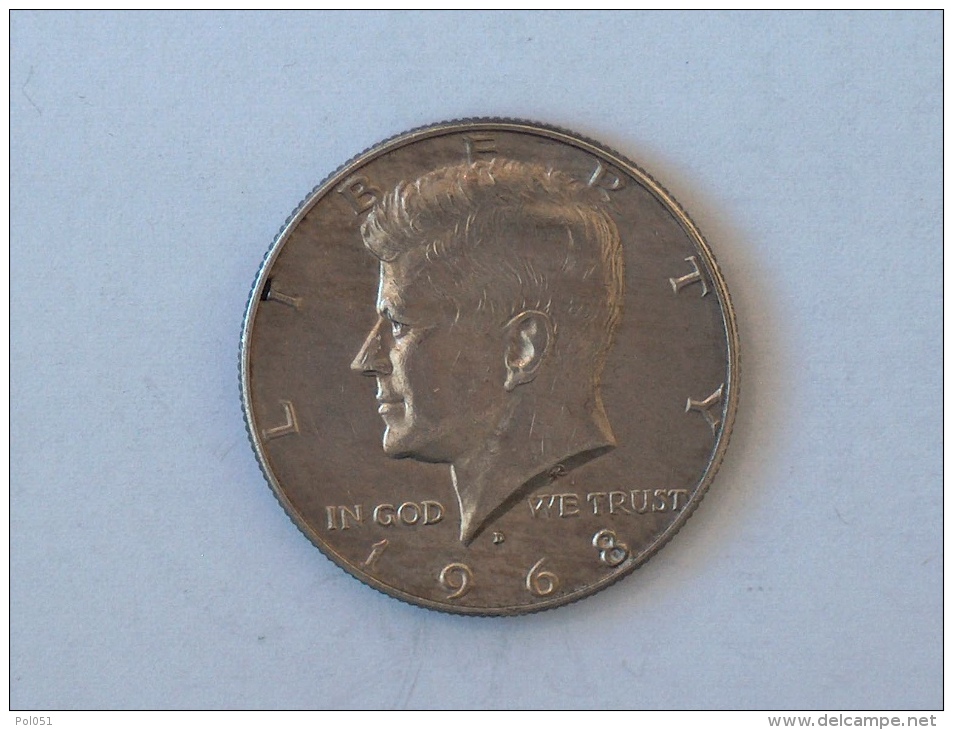 Etats-Unis, United States, USA - Half  1/2 Dollar 1968 1968D - KENNEDY - Silver, Argent - 1964-…: Kennedy