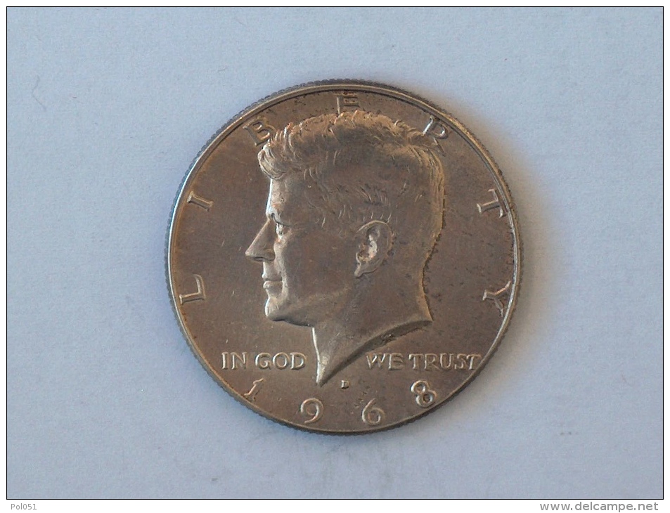 Etats-Unis, United States, USA - Half  1/2 Dollar 1968 1968D - KENNEDY - Silver, Argent - 1964-…: Kennedy