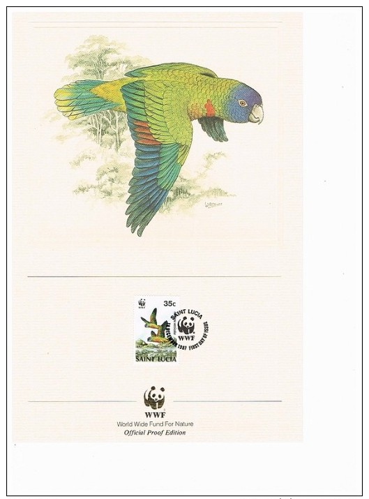 C1024 WWF VOGELS BIRDS OISEAUX AVES VÖGEL BLAUSTIRNAMAZONE SAINT-LUCIA 1987 PROOF EDITIONS - Autres & Non Classés