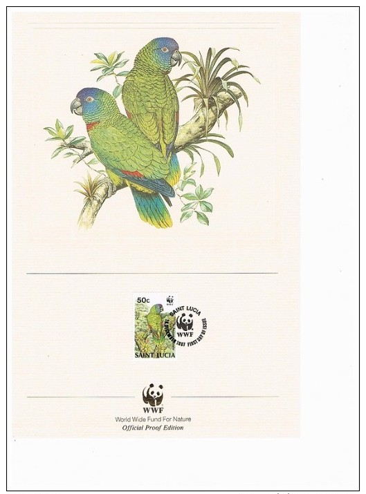 C1024 WWF VOGELS BIRDS OISEAUX AVES VÖGEL BLAUSTIRNAMAZONE SAINT-LUCIA 1987 PROOF EDITIONS - Autres & Non Classés