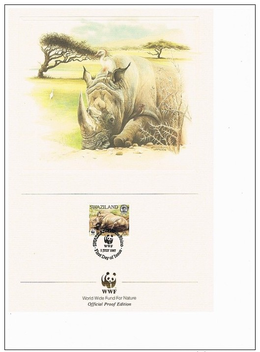 C1025 WWF ZOOGDIEREN MAMMALS NEUSHOORN HIPPO NASHORN SWASILAND SWAZILAND 1987 PROOF EDITIONS - Sonstige & Ohne Zuordnung