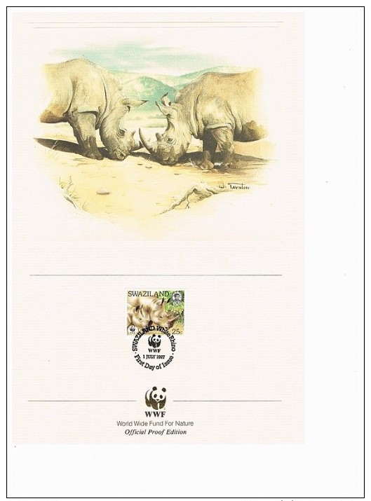 C1025 WWF ZOOGDIEREN MAMMALS NEUSHOORN HIPPO NASHORN SWASILAND SWAZILAND 1987 PROOF EDITIONS - Sonstige & Ohne Zuordnung