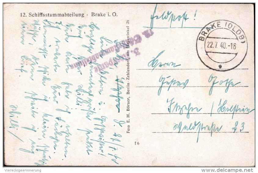 ! 1940 Ansichtskarte Aus Brake In Oldenburg, Feldpost, Marine, 12. Schiffsstammabteilung, Kameradschaftsheim - Kasernen