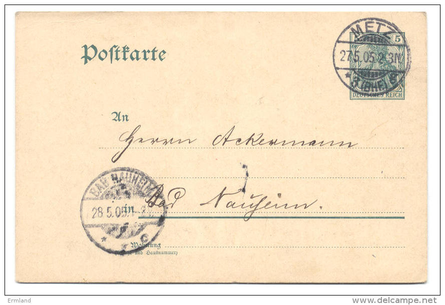 GS Deutsche Reichspost 1905 Von Metz Nach Bad Nauheim - Sonstige & Ohne Zuordnung