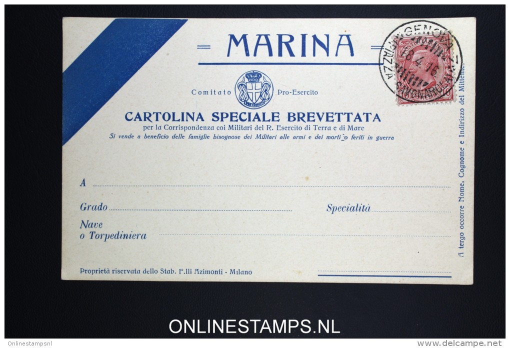 Italy: Marina Cartolina Brevettata  1916 - Storia Postale