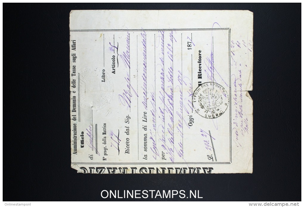 Italy: Marca Da Bollo / Document 1877 - Revenue Stamps